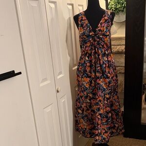 French Connection Multicolor Twist Front Floral Sleeveless Maxi Dress